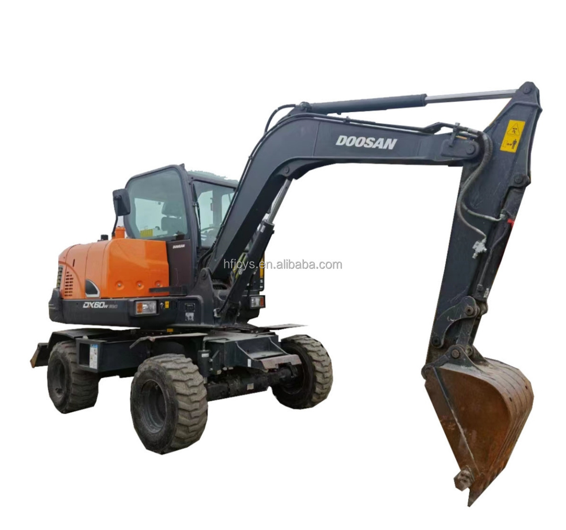 Used Original Doosan DX60WN wheel excavator Doosan DX60 DX55W micro mini wheel excavator may xuc with dozer on sale