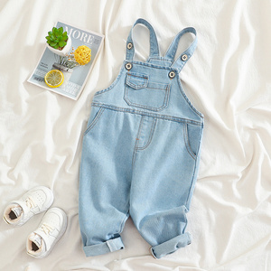 New Korean Comfortable Children Washable Cotton Baby Pants Baby Denim Overalls 2101