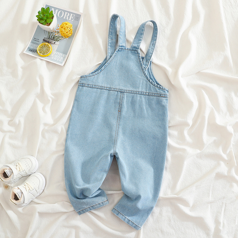 New Korean Comfortable Children Washable Cotton Baby Pants Baby Denim Overalls 2101