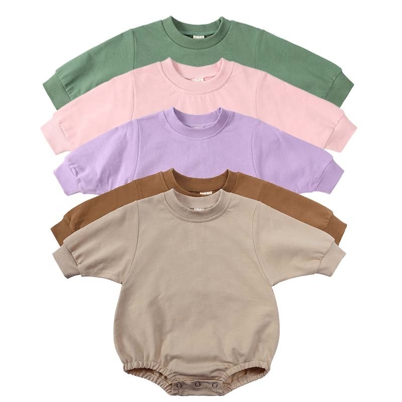 20086 High Quality 100% Cotton Toddler Bubble Romper Sweater Terry Oversized Romper For Baby