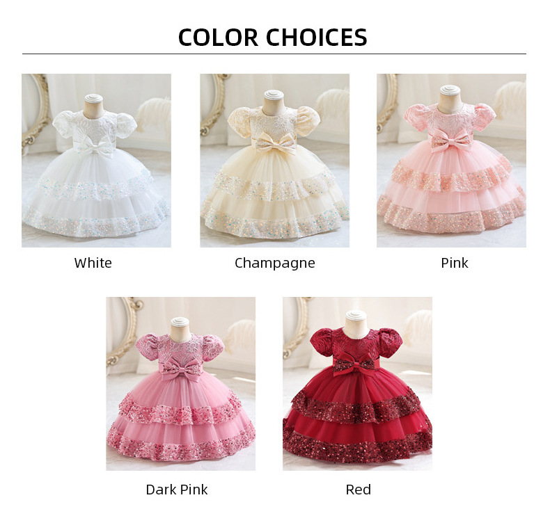 Baby Girls 1st Birthday Party Dress Children Floral Lace Princess Dress Girls Short Sleeve Lace Cake Dresses