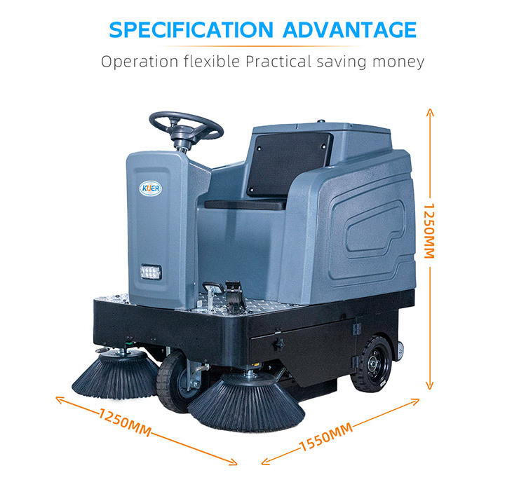 Newest Commercial Battery Powered Efficiency Ride on Electric Multi Functional Industrial Street Leaf Floor Sweeper