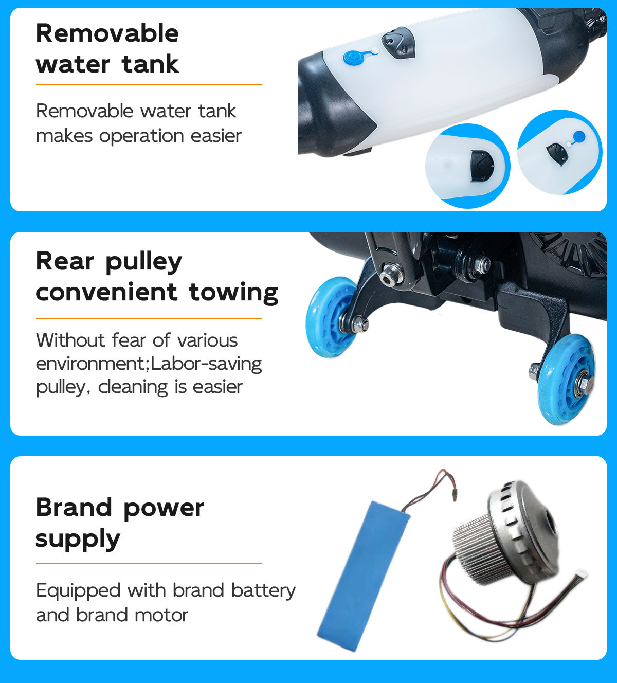 KUER KR-XS430 Electric Industrial Floor Scrubber New Hand Push Automatic Floor Washer Li-ion Battery Copper Motor Gear Engine