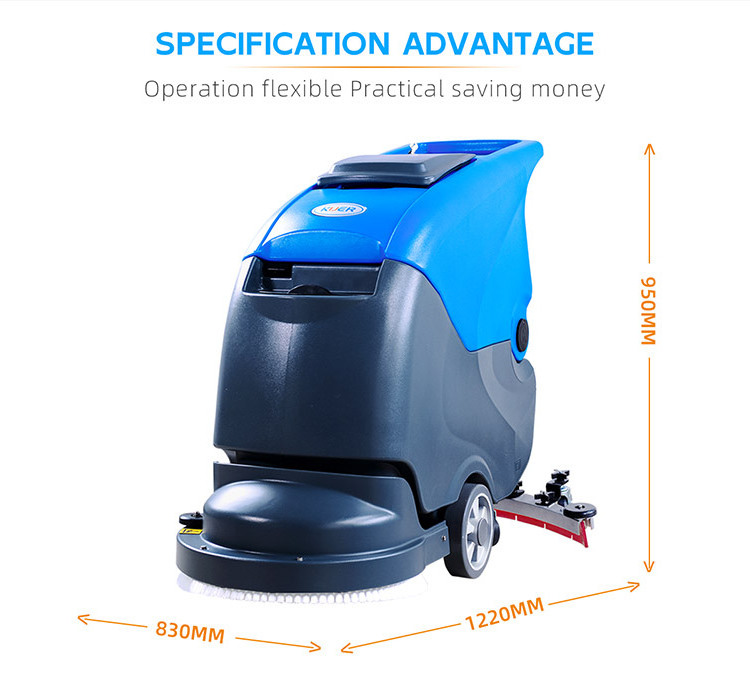 Automatic Walk-Behind Electric Floor Scrubber with 50L Water Tank Plastic Battery Operated Floor Sweeper for Hotels