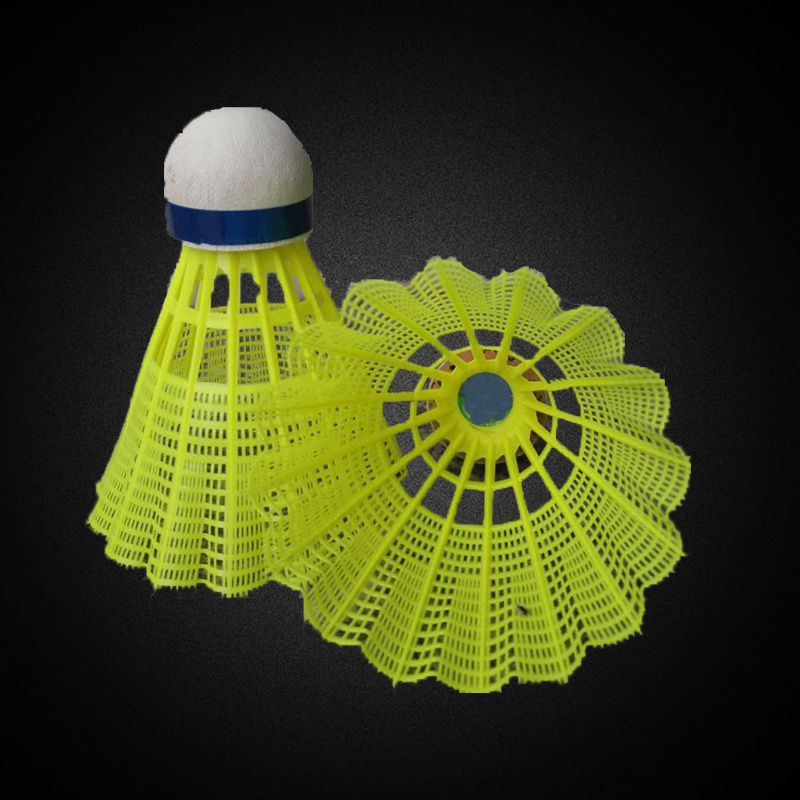 Yellow plastic badminton nylon training shuttlecock