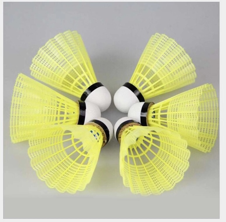 Yellow plastic badminton nylon training shuttlecock