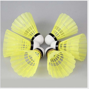 Yellow plastic badminton nylon training shuttlecock