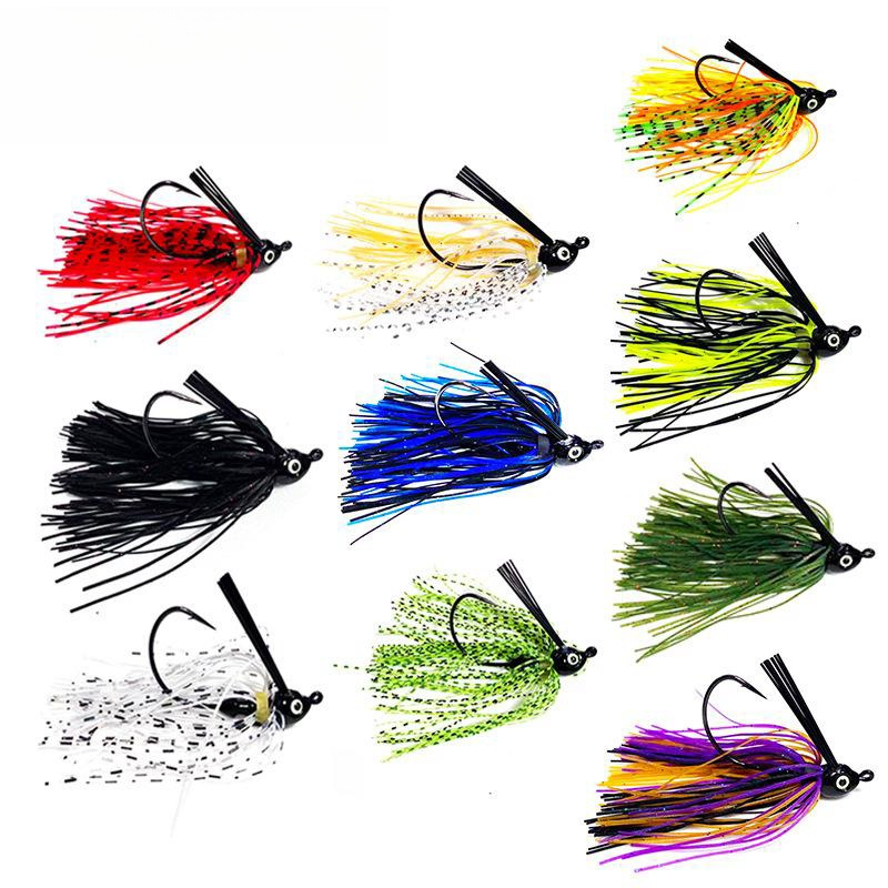 Hot sale 7g 10g 14g OEM Artificial Bait Skirt Jig Silicone Skirt Beard Fishing Lures Fishing Jig Hook Spinner Anti-hanging Grass