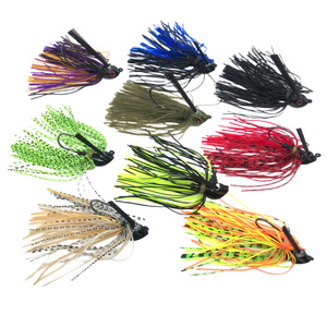 Hot sale 7g 10g 14g OEM Artificial Bait Skirt Jig Silicone Skirt Beard Fishing Lures Fishing Jig Hook Spinner Anti-hanging Grass