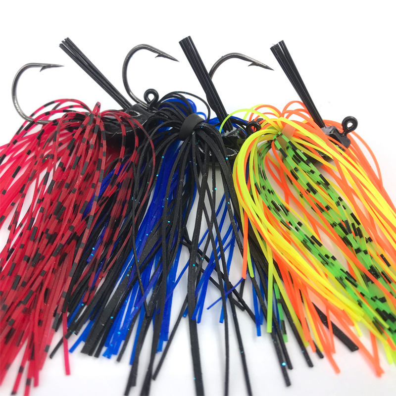 Hot sale 7g 10g 14g OEM Artificial Bait Skirt Jig Silicone Skirt Beard Fishing Lures Fishing Jig Hook Spinner Anti-hanging Grass