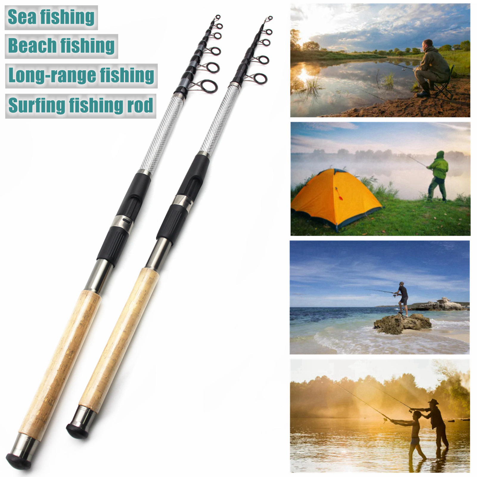 Fiberglass Long-range Telescopic Spinning Fishing Rod Multifunctional Rock Fishing Bass Rod