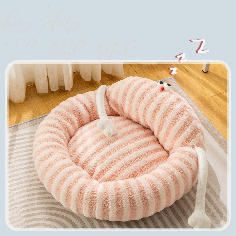 LM0090H Cute plush cat nest Winter deep sleep cat sleeping bag Thickened and warm small dog kennel Pet bed