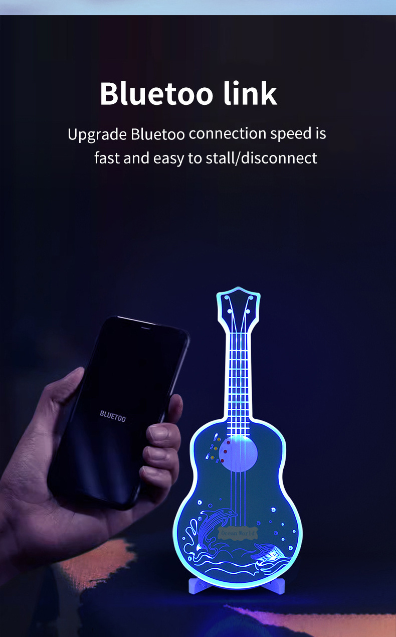 Customized Portable Rechargeable Karaoke Player Guitar shape outdoor indoor wireless Speaker with RGB light for party gifts