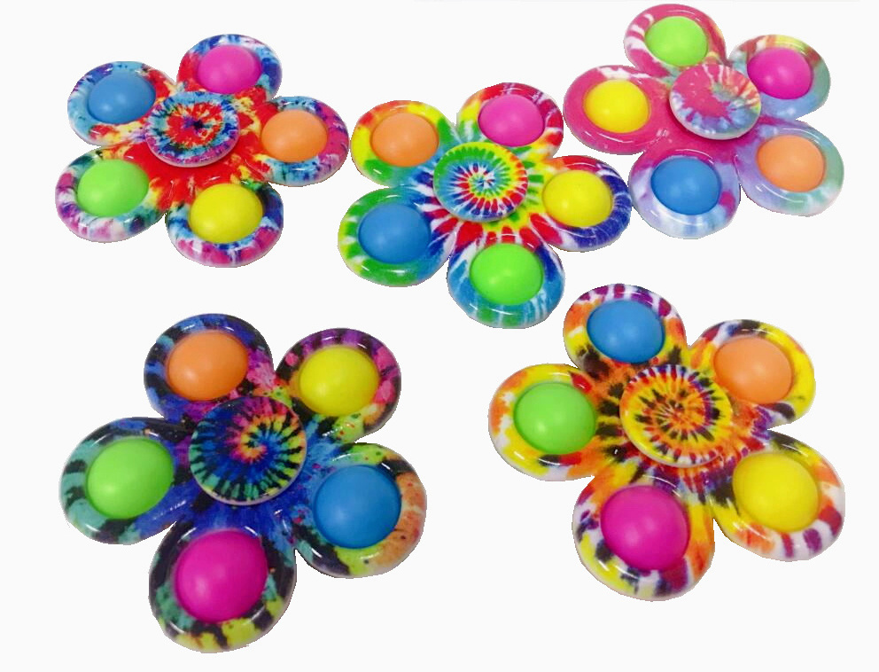 Tie Dye Simple Fidget Spinner Push Pop Bubble Hand Spinner for kids Anxiety Stress Relief Bulk Sensory toys