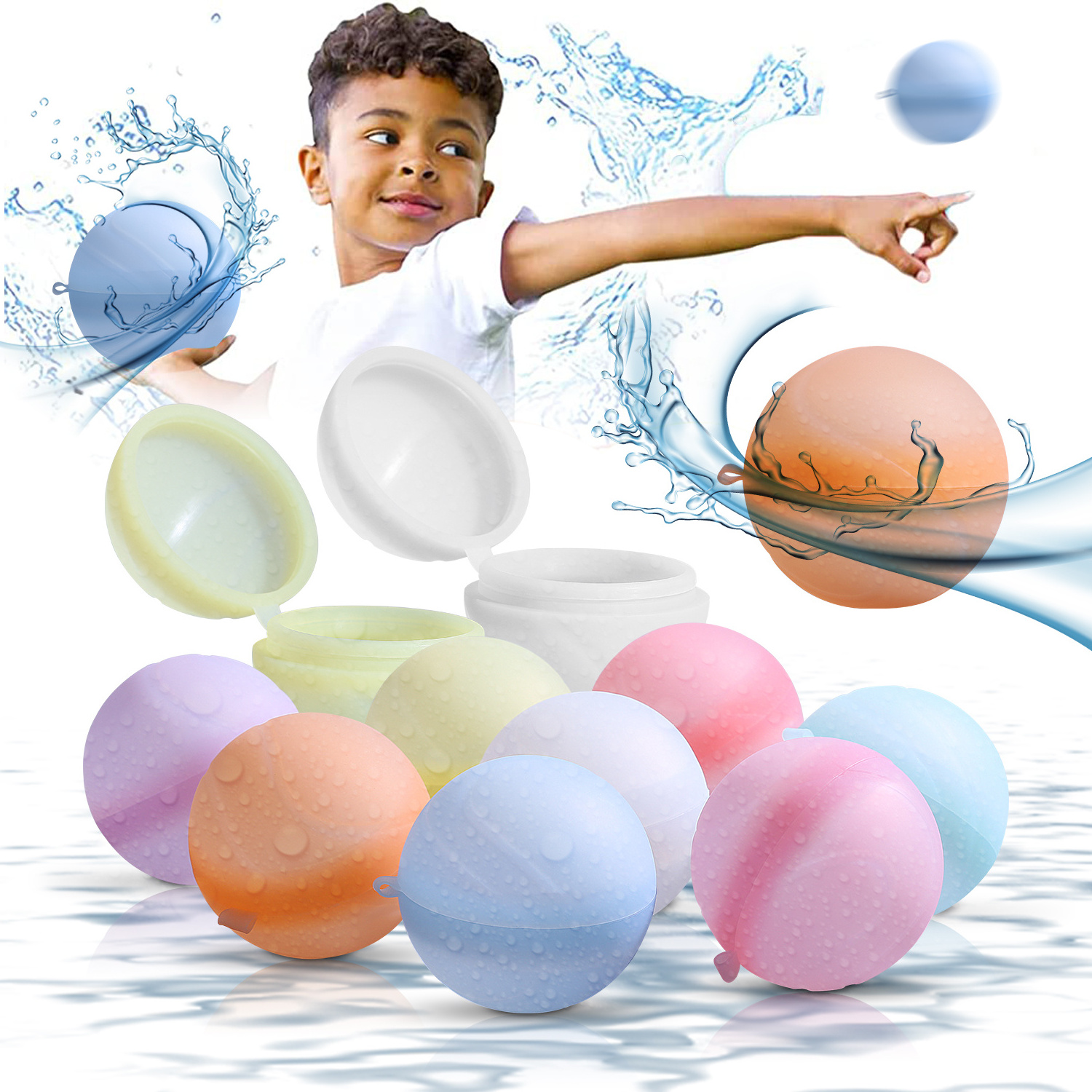 Silicone refillable water bomb balloons reusable self sealing quick fill water splash balls water toys for kids summer swimming