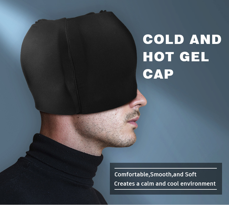 Head Massager Cold Gel Hat Therapy Migraine Pain Relief Hat Therapy Cap Stretchable Ice Cap For Puffy Eyes Stress