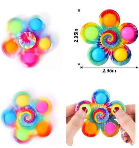 Tie Dye Simple Fidget Spinner Push Pop Bubble Hand Spinner for kids Anxiety Stress Relief Bulk Sensory toys