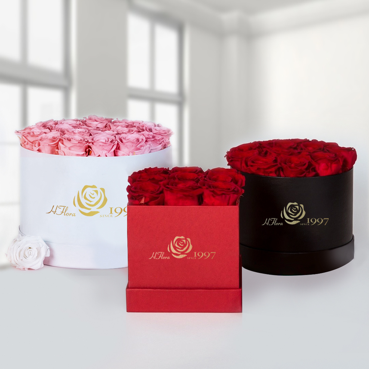 Valentines Day Gifts Immortal Infinity Eternal Forever Stabilized Preserved Roses single In Round Square Heart Box Long Lasting