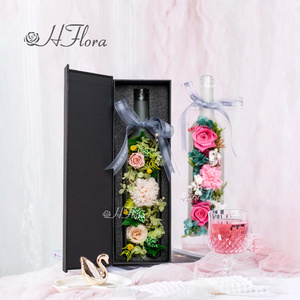 Hfloral Luxury Preserved Flower  Wine Bottle Gift Items Wholesale Decorative Flowers Wedding Return Gifts Valentines Day Gift