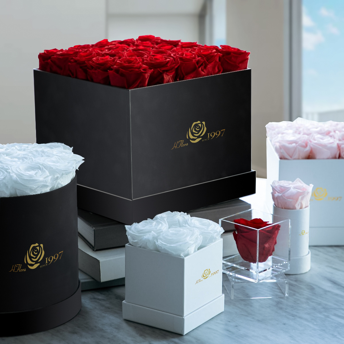 Valentines Day Gifts Immortal Infinity Eternal Forever Stabilized Preserved Roses single In Round Square Heart Box Long Lasting