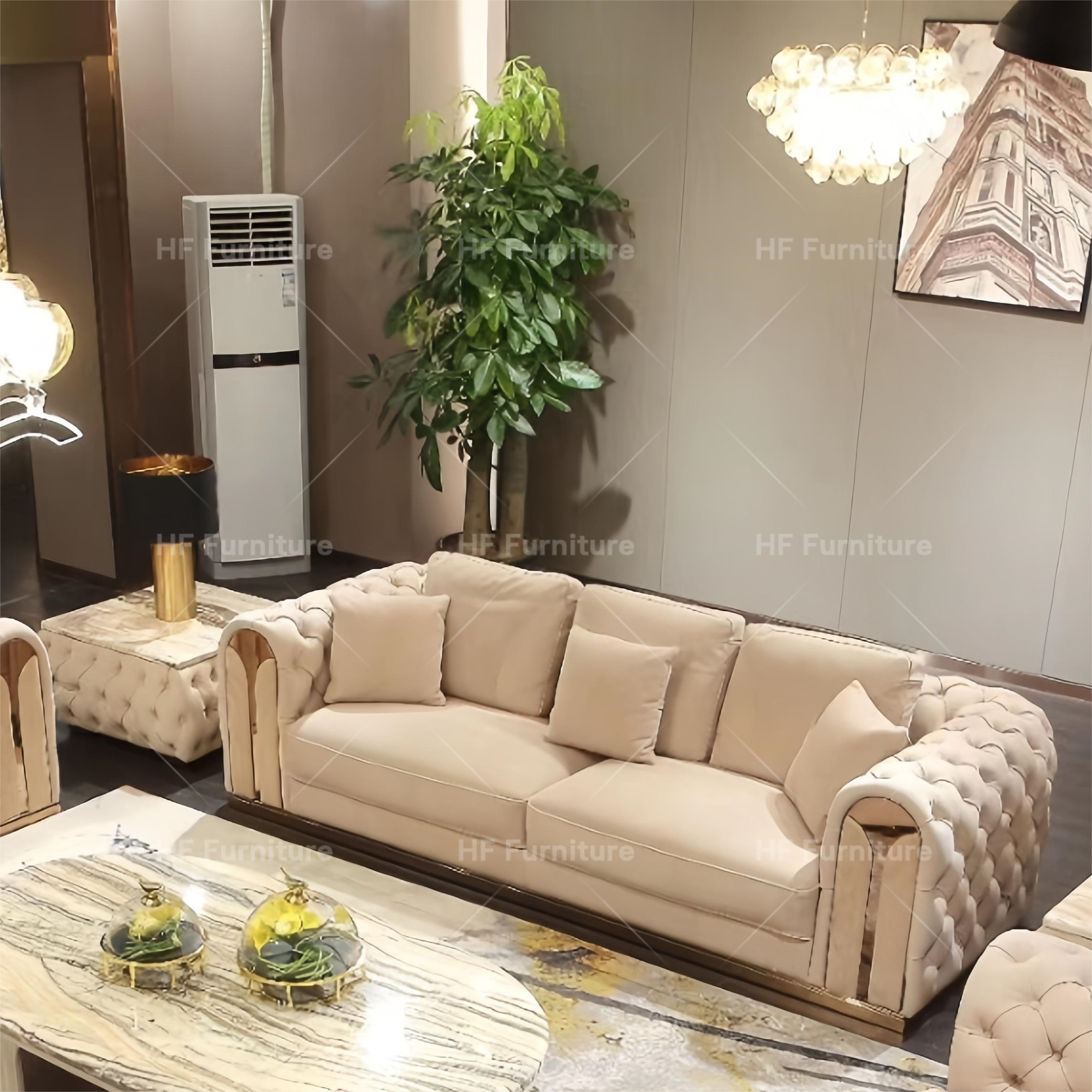 Elegance Leather Sofa Set Customized Comfortable Living Room Set Coffee Table and TV Stand