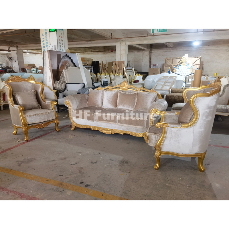 French Design Living Room Sofa Set Luxury Comfort Couch Royal Velvet Sofa Set Furniture For Villa