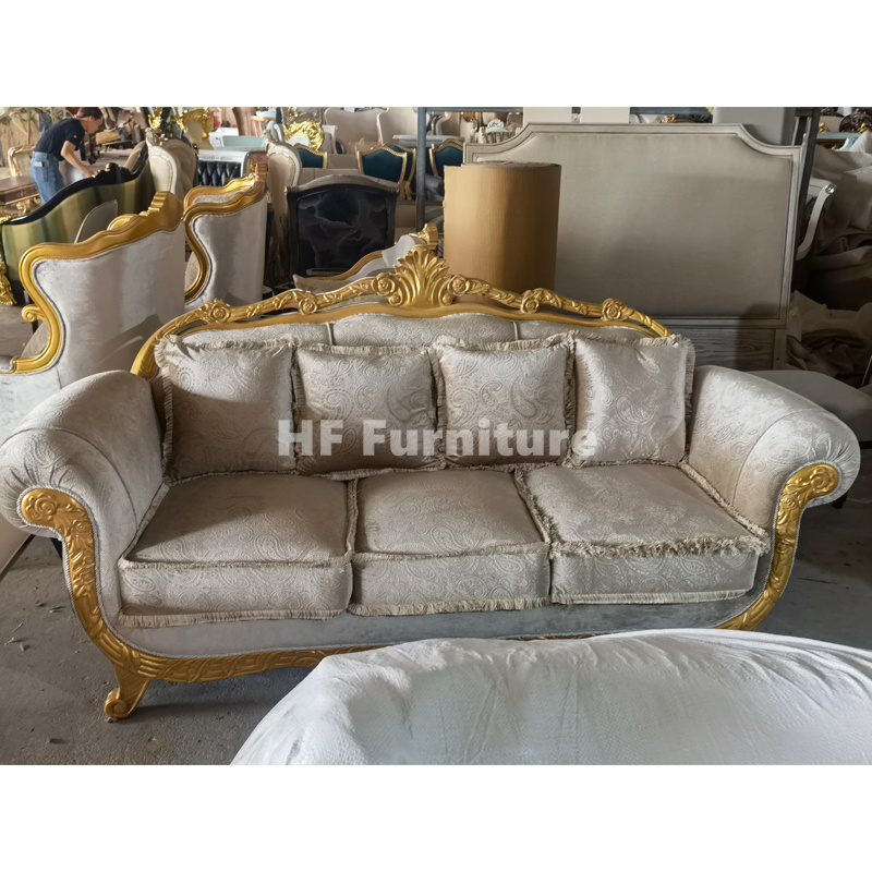 French Design Living Room Sofa Set Luxury Comfort Couch Royal Velvet Sofa Set Furniture For Villa