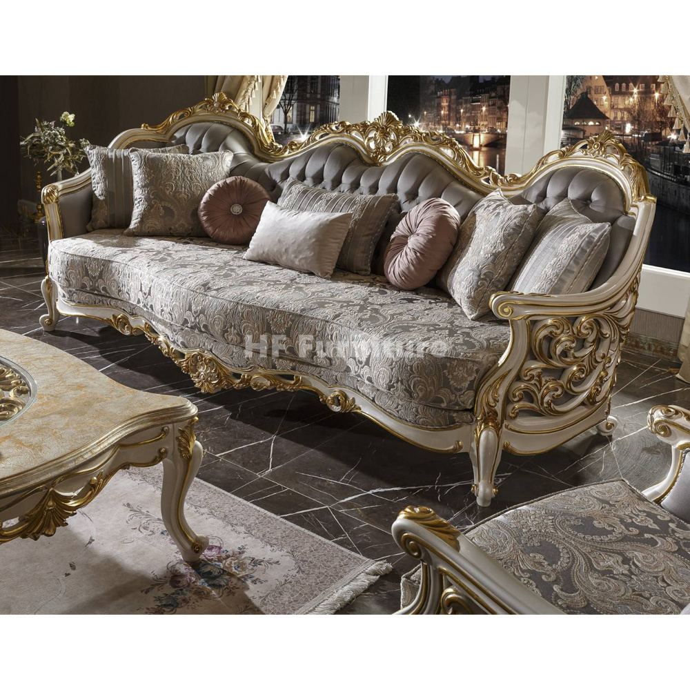 Elegant living room luxury sofa set Classic gold sofa luxury french country sofa