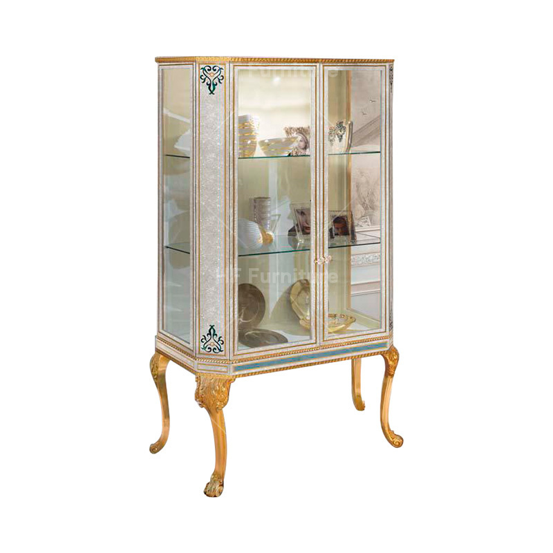 Antique furniture glass showcase in kitchen cabinets solid wood goog quality showcases display