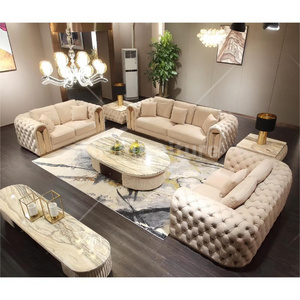 Elegance Leather Sofa Set Customized Comfortable Living Room Set Coffee Table and TV Stand