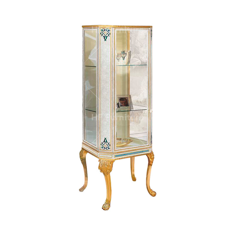 Antique furniture glass showcase in kitchen cabinets solid wood goog quality showcases display