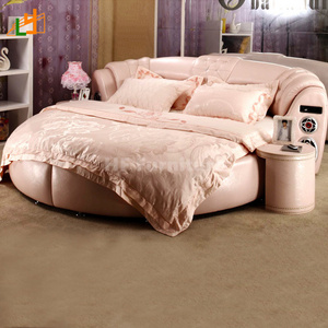 Modern Circle Shaped Multifunctional Bed Round Bed Comfortable Pink Princess Bedroom For Girls