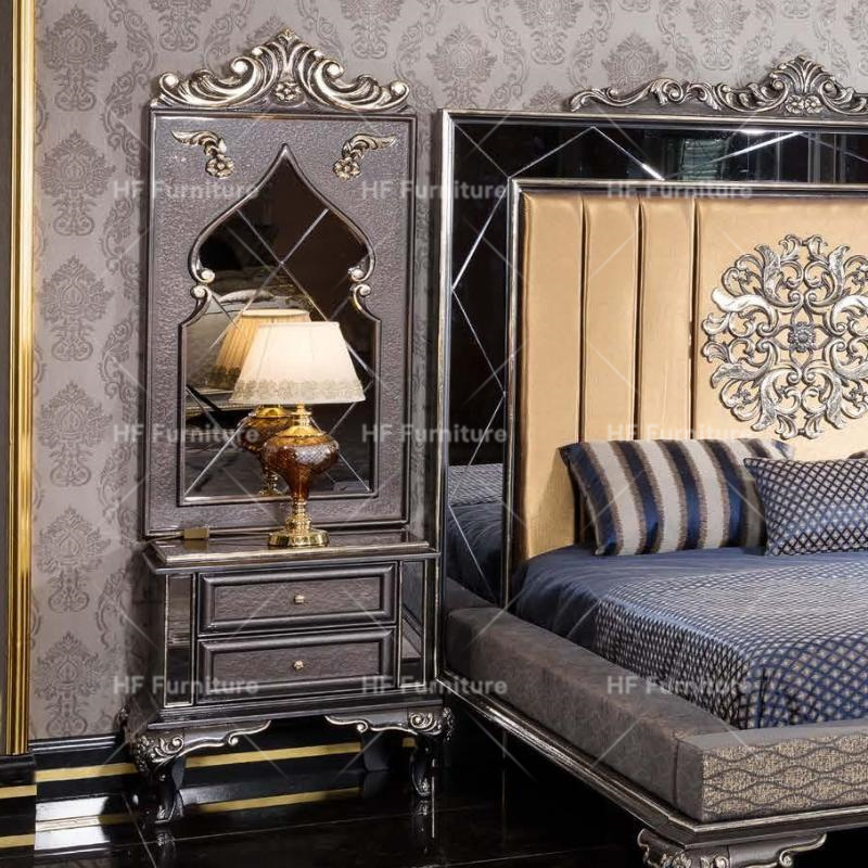 Royal Palace King Size Luxury Bedroom Sets Furniture Turkish Antique Wooden Bedroom Furniture