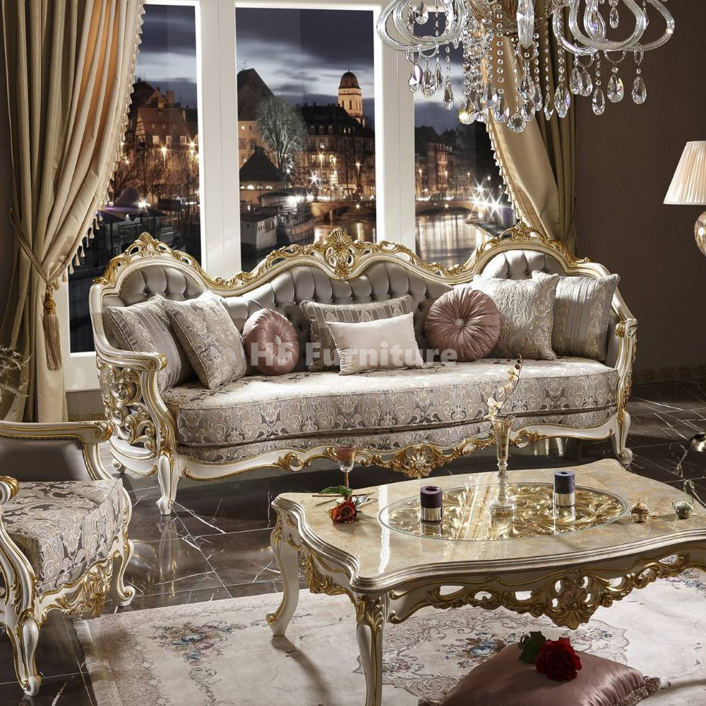 Elegant living room luxury sofa set Classic gold sofa luxury french country sofa