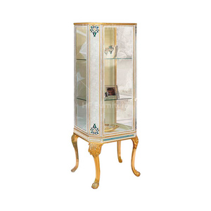 Antique furniture glass showcase in kitchen cabinets solid wood goog quality showcases display