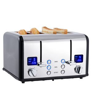 4 Stainless Steel Toaster,LED Display & Extra Wide Slots,6 Shade Settings,Cancel/Bagel/Defrost Function,Removable Crumb Tray