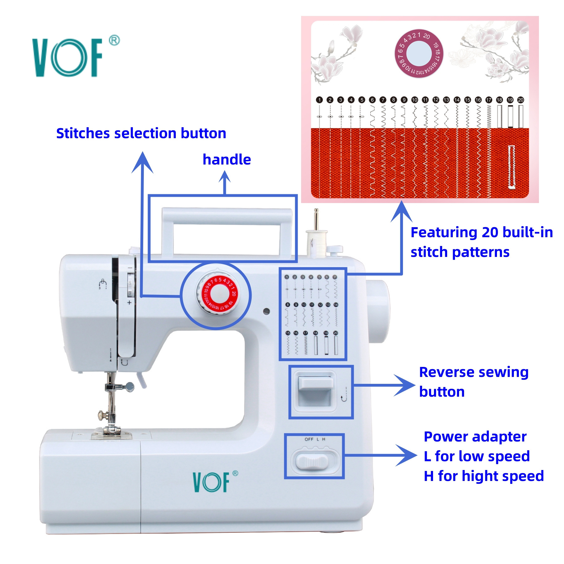 CE FHSM-618 household automatic sewing machine Maquina De Costura Machine A Coudre in China