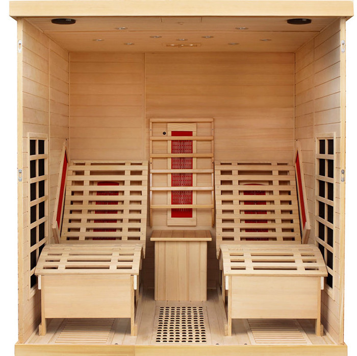 Luxury Solid Wood Modern Hemlock Far Infrared 2 Person Sauna Room with steam heater