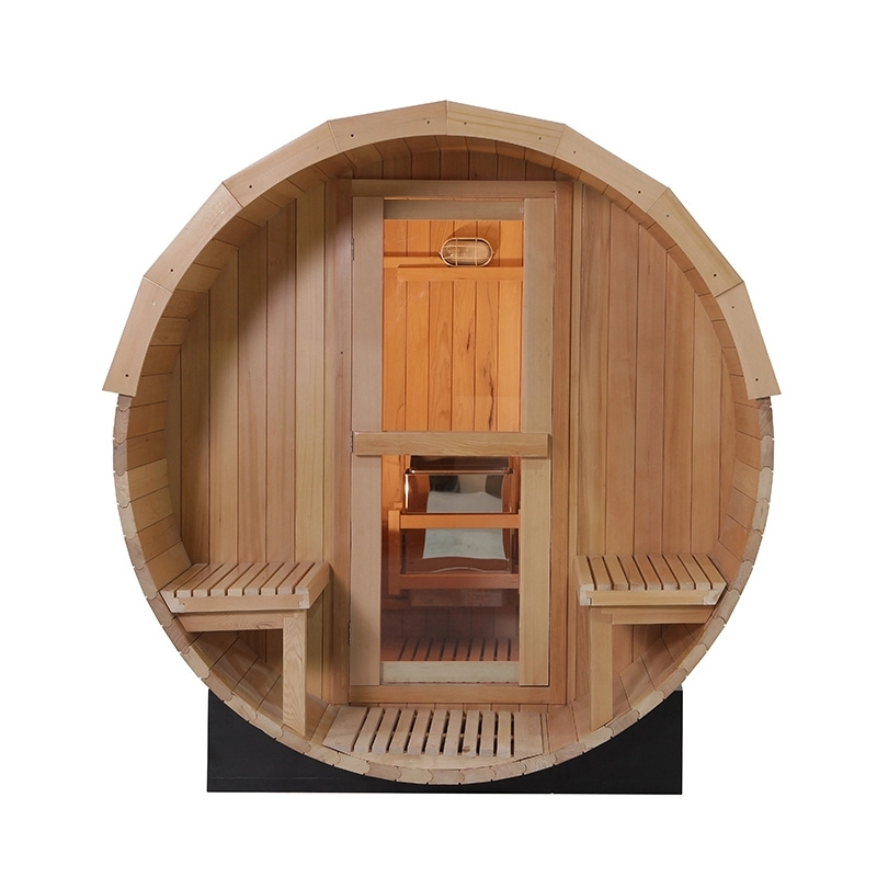 Canadian Hemlock Cedar Solid Wood Steam Sauna Outdoor Barrel Sauna with heater