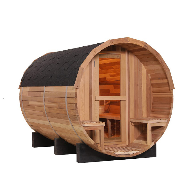 Canadian Hemlock Cedar Solid Wood Steam Sauna Outdoor Barrel Sauna with heater