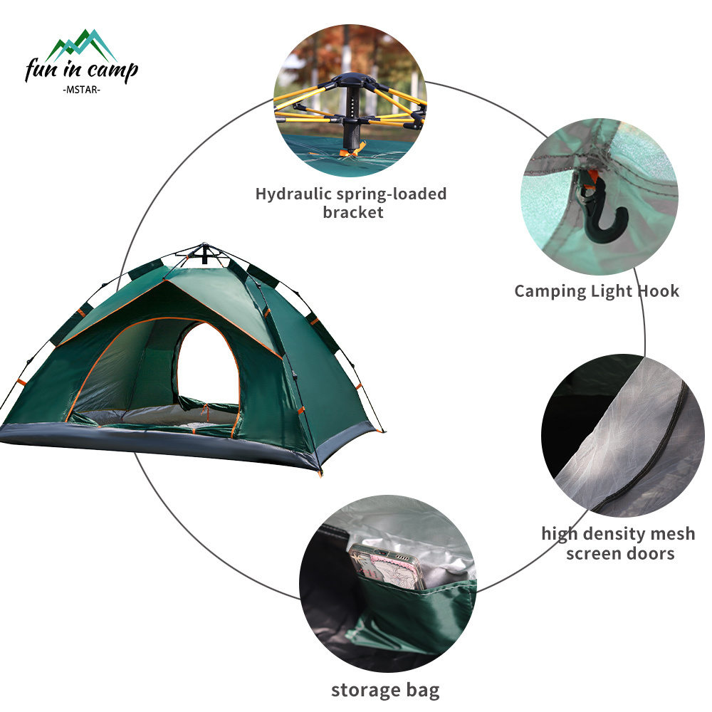 Outdoor Camping Glamping Tent Full Automatic Tent Quick Open Sunburn Waterproof Screen Window Breathable Mosquito-Proof Camping