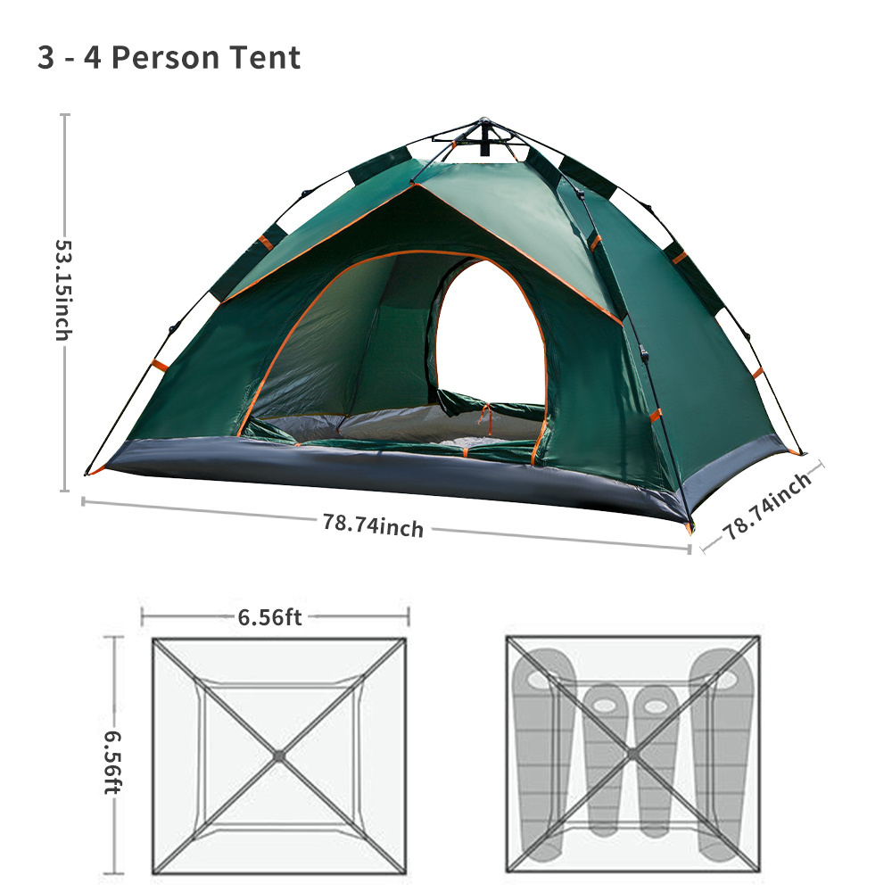 Outdoor Camping Glamping Tent Full Automatic Tent Quick Open Sunburn Waterproof Screen Window Breathable Mosquito-Proof Camping