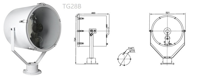 Outdoor Waterproof Search Light Stainless Steel Marine High Power Halogen Searchlight TG26-B TG27-B TG28-B