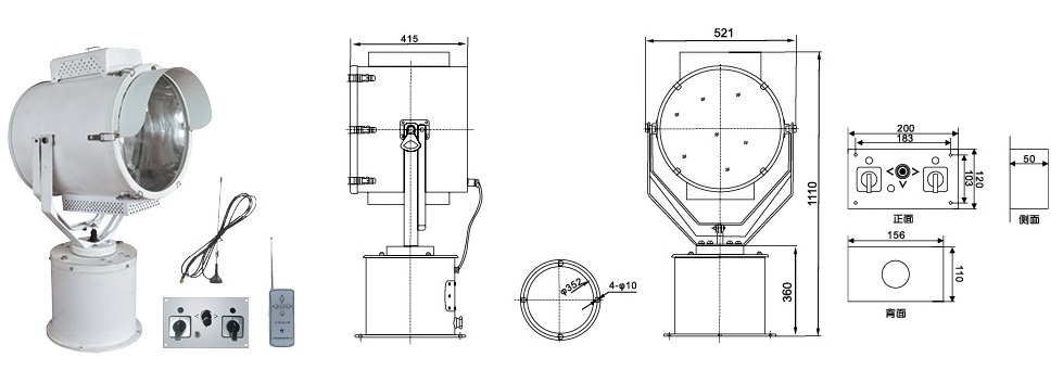 TZ1 Manually Controlled Rotation ABS Certificated IP55 Steel 1000W Marine Xenon Boat Search Light