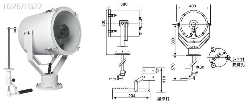 Manual type IP56 waterproof marine search light led searchlight 12V 24V 1000W 2000W TG26 TG27 TG28 marine search light