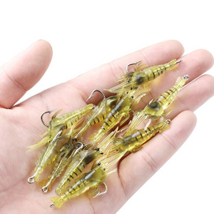 4cm/1.2g Luminous Soft Shrimp Fishing Lure Swimbait Bass Wobbler Sinking Artificial Bait WIth Hook