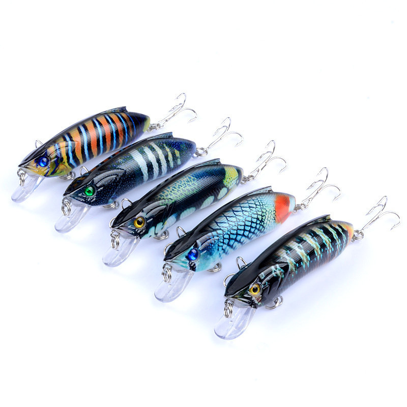 8cm/14.5g Durable Stripe Painted Minnow Hard Baits Fishing Lures ABS Plastic Fishing Baits with Carbon steel treble hook