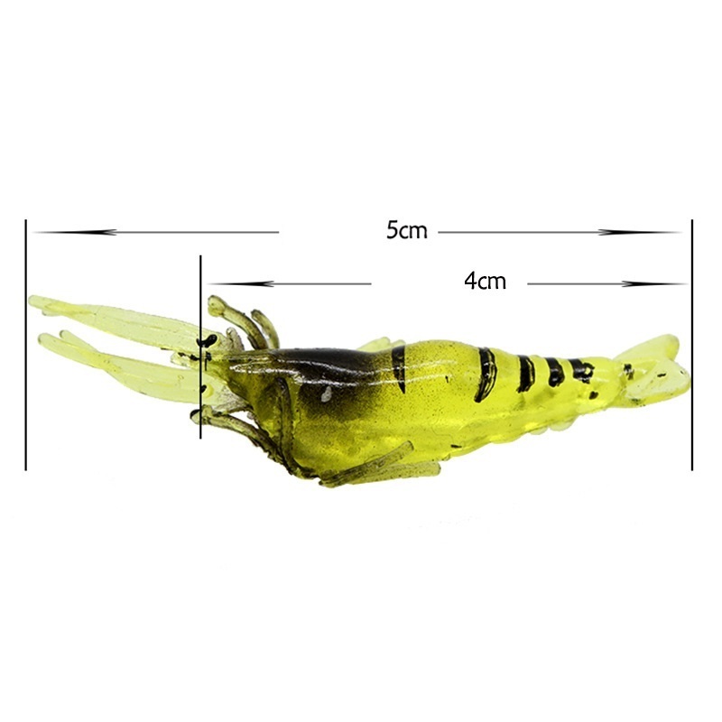 4cm/1.2g Luminous Soft Shrimp Fishing Lure Swimbait Bass Wobbler Sinking Artificial Bait WIth Hook