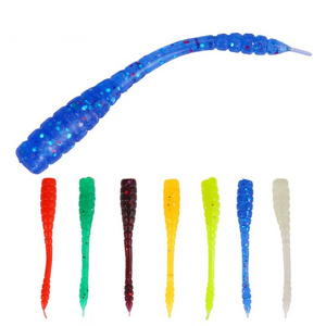 50pcs/bag soft bait Worm Grubs Wobblers Fishing Lure 45mm 0.4g Aritificial Silicone salt Smell Bass Pike Fishing Jigging Bait