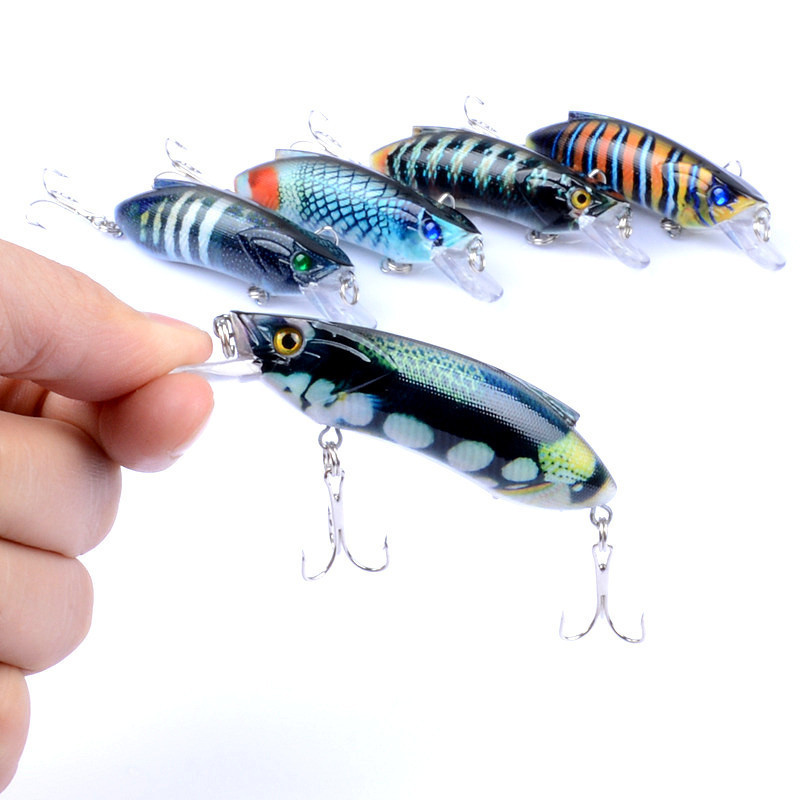 8cm/14.5g Durable Stripe Painted Minnow Hard Baits Fishing Lures ABS Plastic Fishing Baits with Carbon steel treble hook